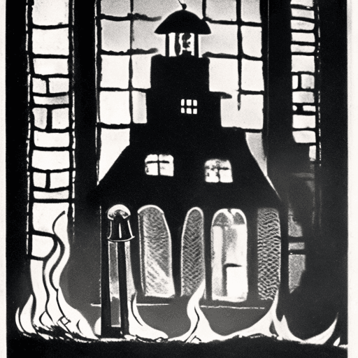 AI generated: the burning of the midnight lamp, at home 1968, a clock in the background shows 12 o`clock.