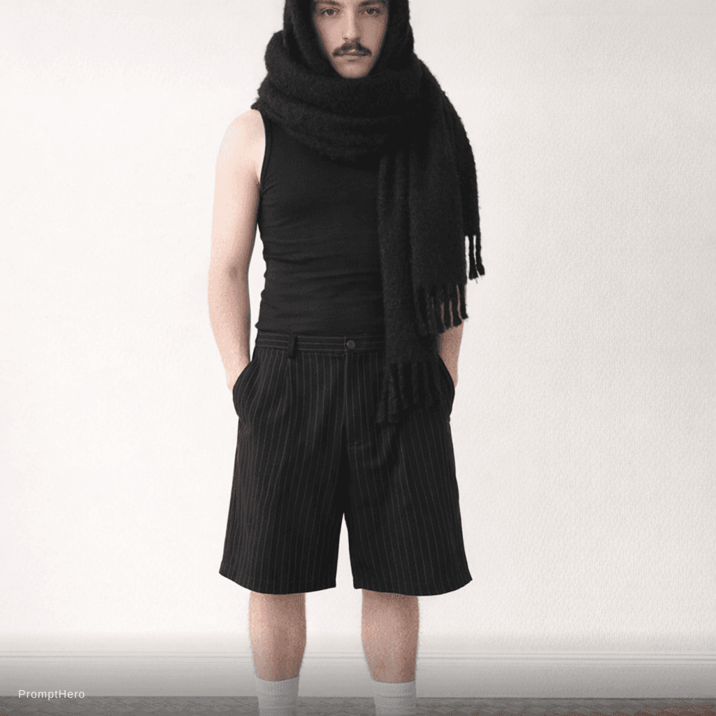 AI generated: Build a full length outfit using my face (last picture) the scarf is to go over my head like in the ...
