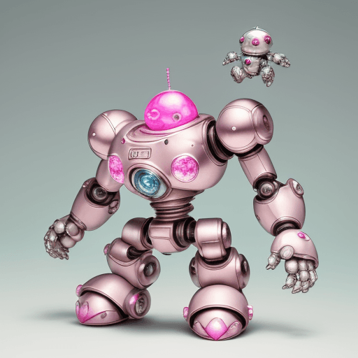 AI generated: (((a cute large crystal armor robot , The head and body all in one ,2 arm , small hand, 2 leg,big fe...