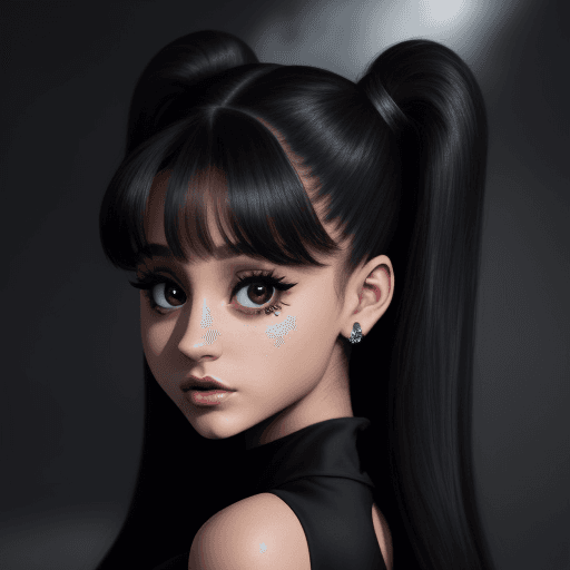 AI generated: Ariana grande, demonic girl, in black dress, black hair