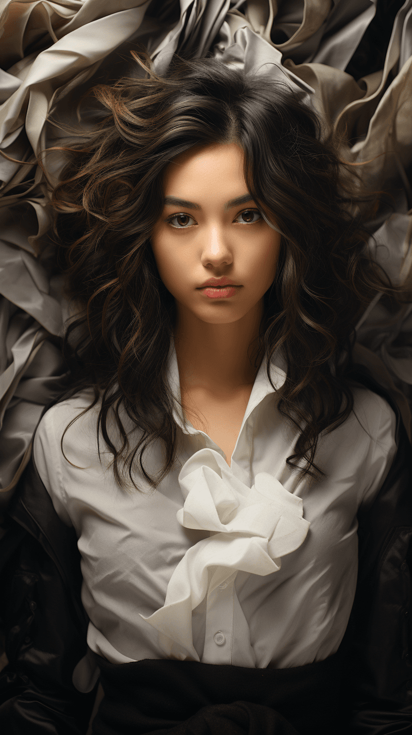 AI generated: image of an attractive girl in her hair, in the style of ray collins, shiny eyes, charles spencelayh...