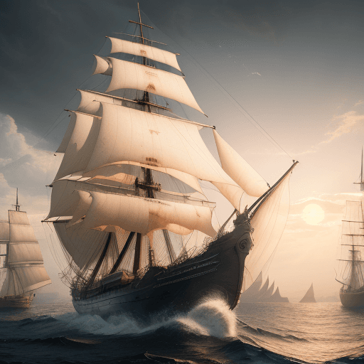 AI generated: Photo of a ultra realistic sailing ship, dramatic light, pale sunrise, cinematic lighting, battered,...