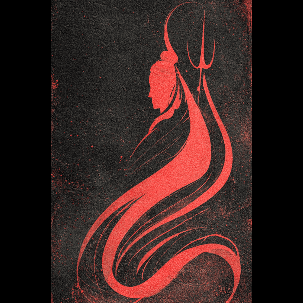 AI generated: Minimalist abstract calligraphy painting using bold and flowing red water, softly blended into a tex...
