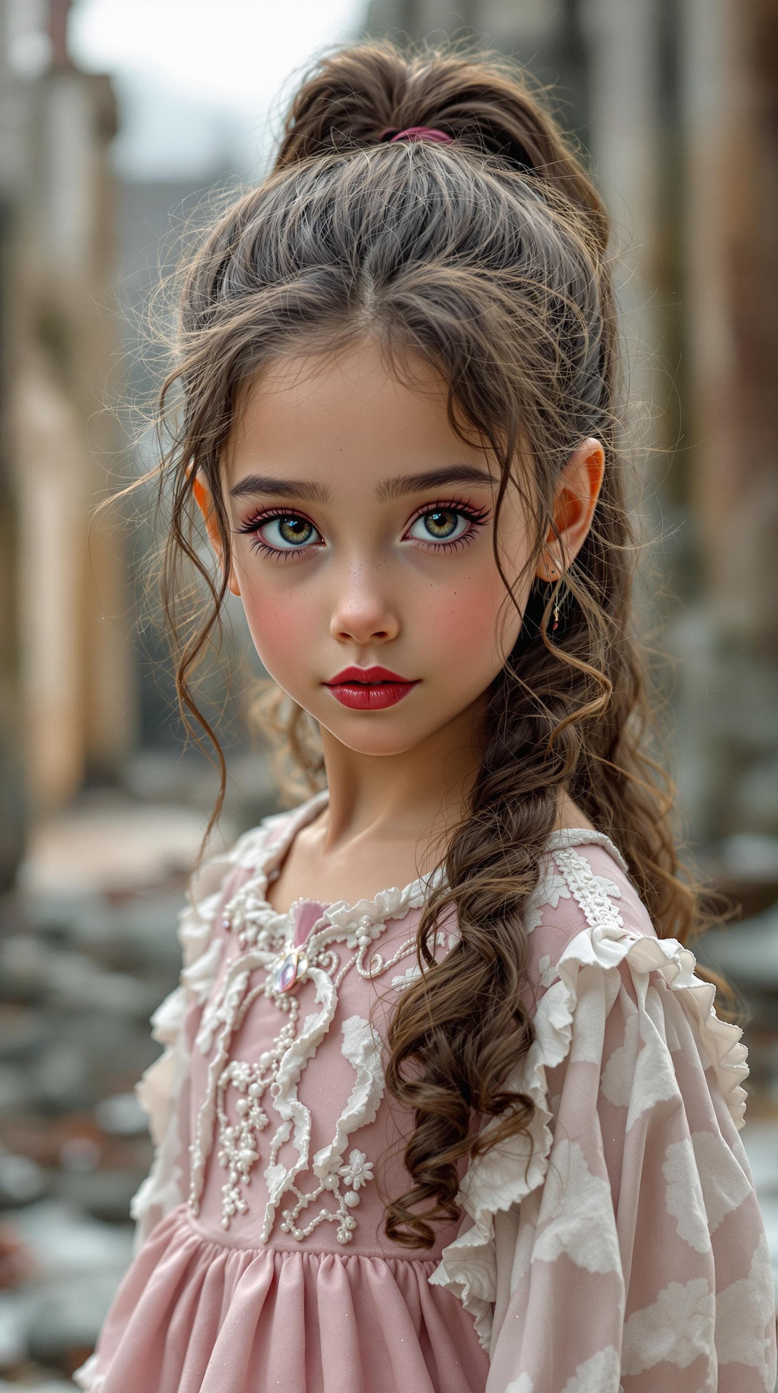 AI generated: a professional photo of a exceptionally beautiful girl in the world (age 7), (seven year old) of a e...