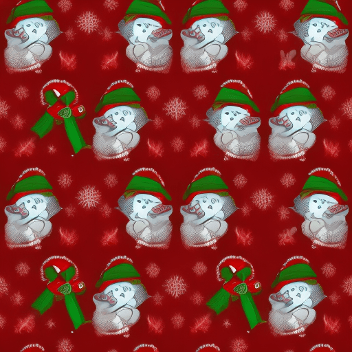 AI generated: seamless pattern, christmas pattern, snowmen, stylization, pure colors, minimalism, red background, ...