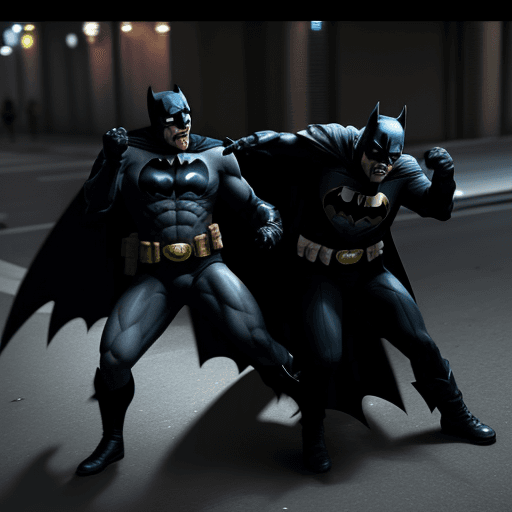 AI generated: Drunk batman fight with homeless,4 k ultra HD 