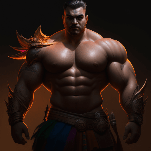 AI generated: bara, colorful lighting, dramatic pose, master piece, concept art, detailed face, trending on artsta...
