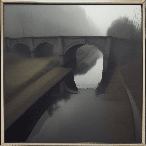AI generated: top-down perspective, reduced objects, wide frame to capture a sad landscape. A man looks down from ...