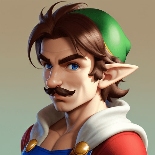 AI generated: mario with elf ears in a forist