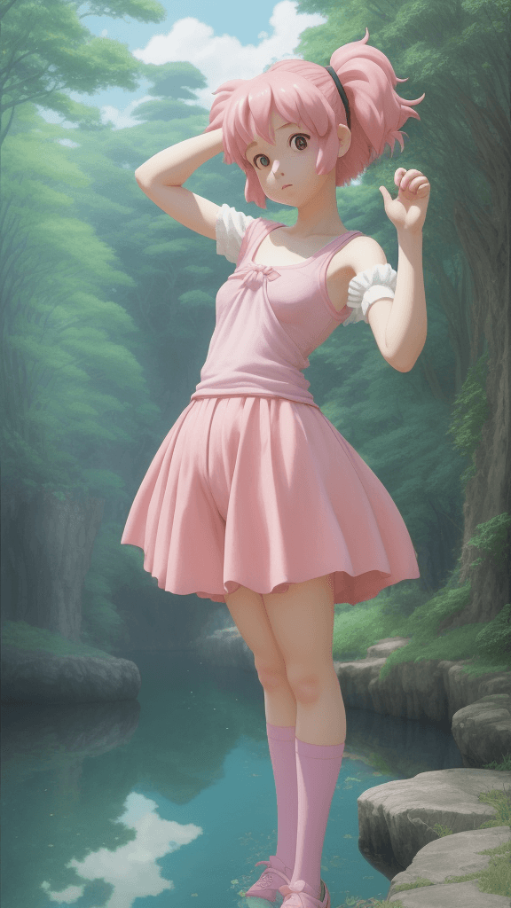AI generated: pinky Studio Ghibli 16k4d rfktrstyle"pose in a ultrarealistic background" <lora:Vut_out_XL_MU:0. 800...