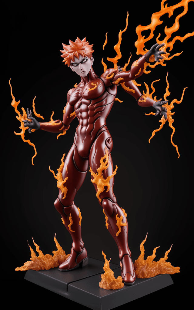 AI generated: full-body Firestorm Figurine:, close-full-body, breathtaking, 8k16k anime style, vector, slick bold ...