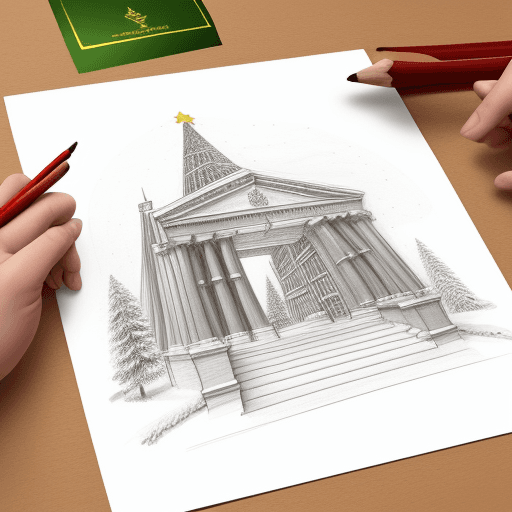 AI generated: Drawing for a Christmas card in which the subject of civil engineering studies appears