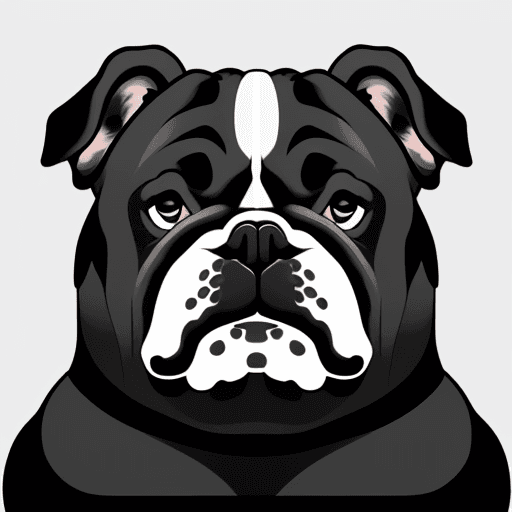 AI generated: simplistic black and white vector image of a bulldog's face logo
