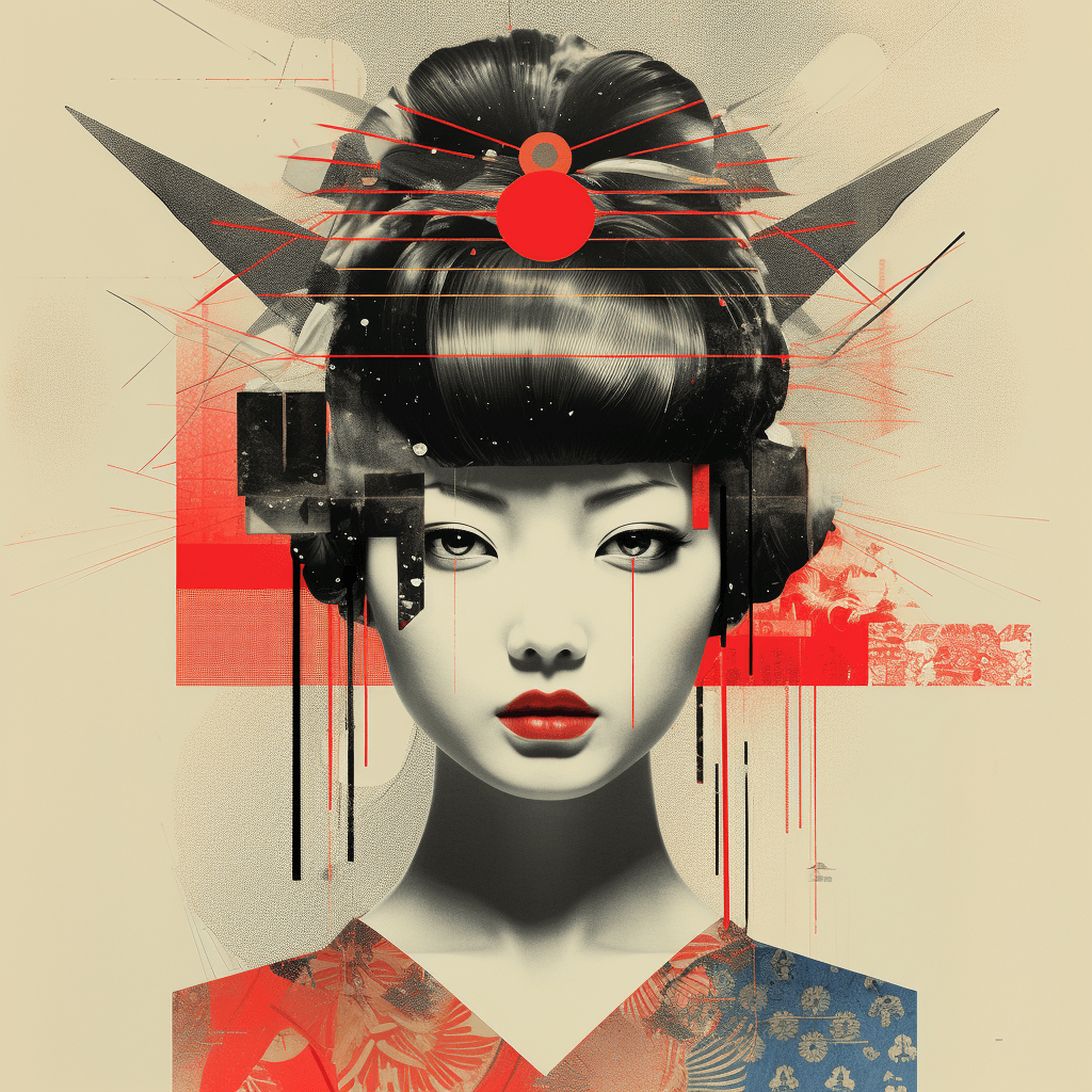 AI generated: Unapologetic, japancore, bizarre, freaky graphic poster, strong graphic, line, Behance, award - winn...