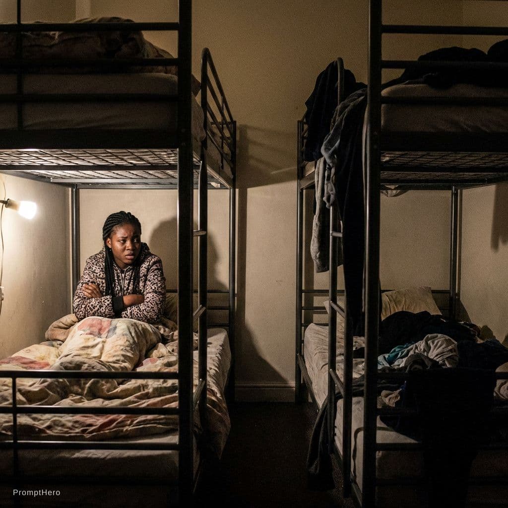 AI generated: Prompt:
“A young Nigerian girl sitting on a hostel bed looking scared and uncomfortable, dim lightin...