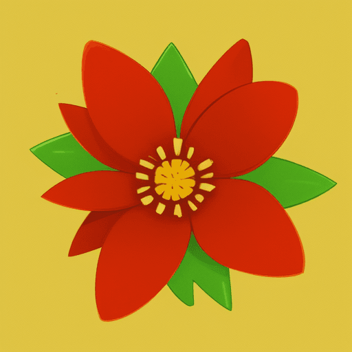 AI generated: crear una flor de 5 hojas, borde rojo y fondo amarillo, estilo comics