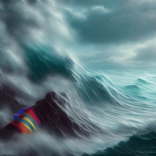 AI generated: stormy sea , rainbow particles , rays of starlight , realistic , beautiful clarity , 4k , best quali...