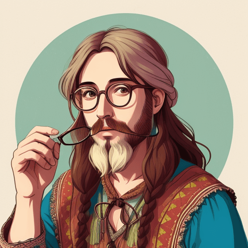 AI generated: Folk boho style ilustration, giro with glasses, pop colors, 