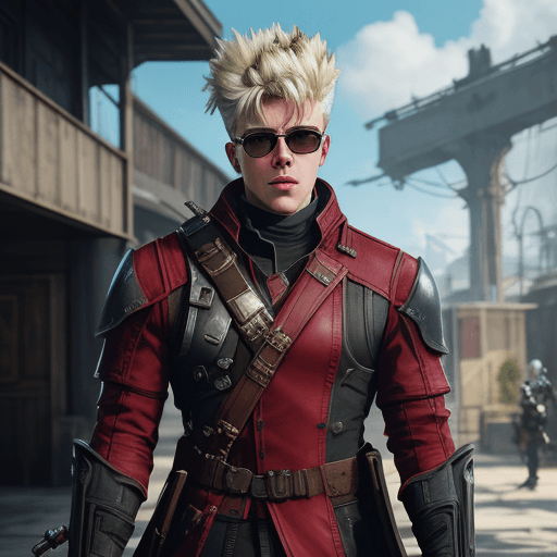 AI generated: Vash the stamped in the style of destiny 2 hyperrealistic cinematographic portrait