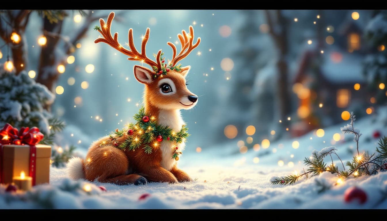 AI generated: Create a stunning, hyper-realistic image of a cute Christmas reindeer infused with the spirit of Chr...