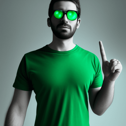 AI generated: /imagine prompt: a man wearing green shirt, wearing black "peci":: arabic::3 blacklight::3  --aspect...