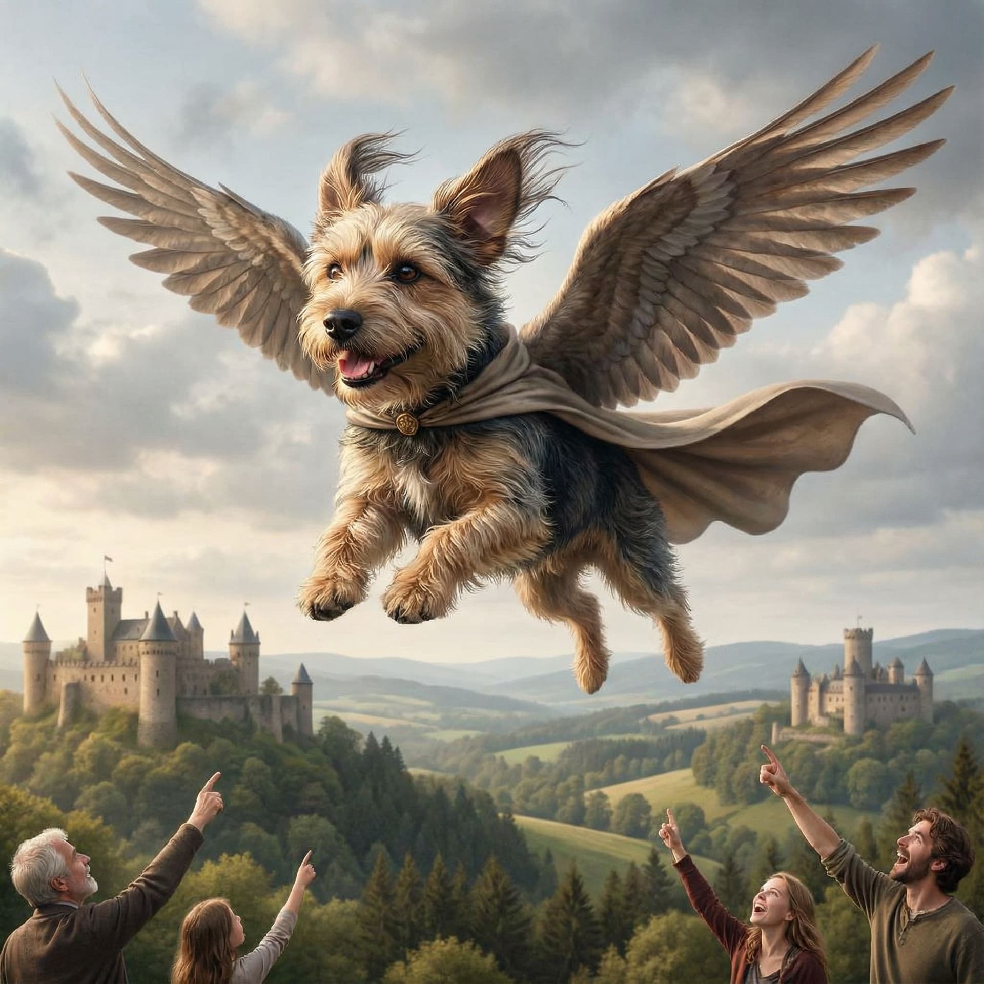 AI generated: un perro volador