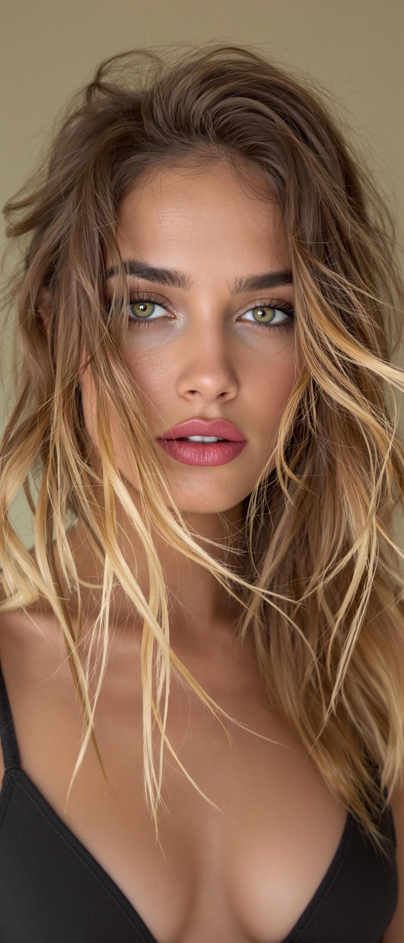 AI generated: "Professional portrait photograph, Sony A1 50.1MP, 70mm prime lens.  A slender lithe supermodel, ear...