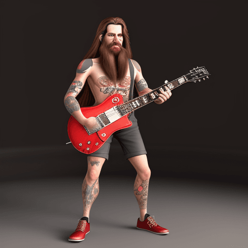 AI generated: Perfect digital painting of a 3D caricature entire body of a man with long hair, short van dick bear...