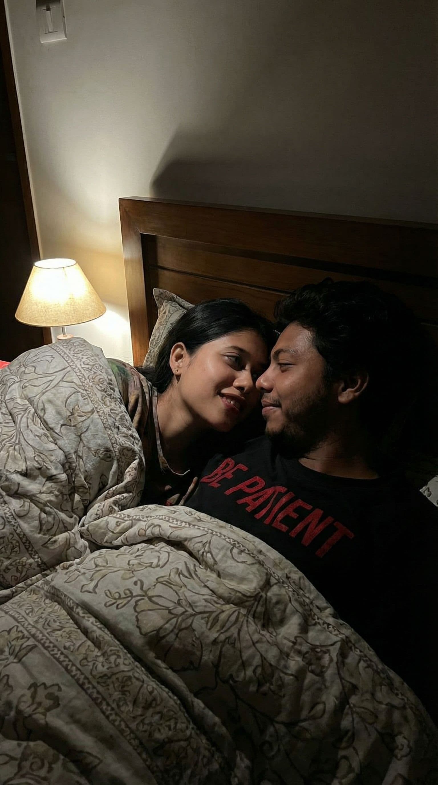 AI generated: Both are having intimacy at bed private moment 