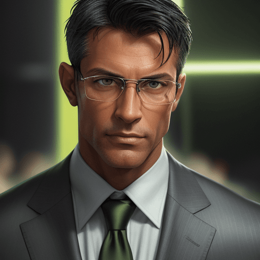 AI generated: 
a portrait of a handsome muscular model, 48 year old with tanned skin with short black hair, narrow...