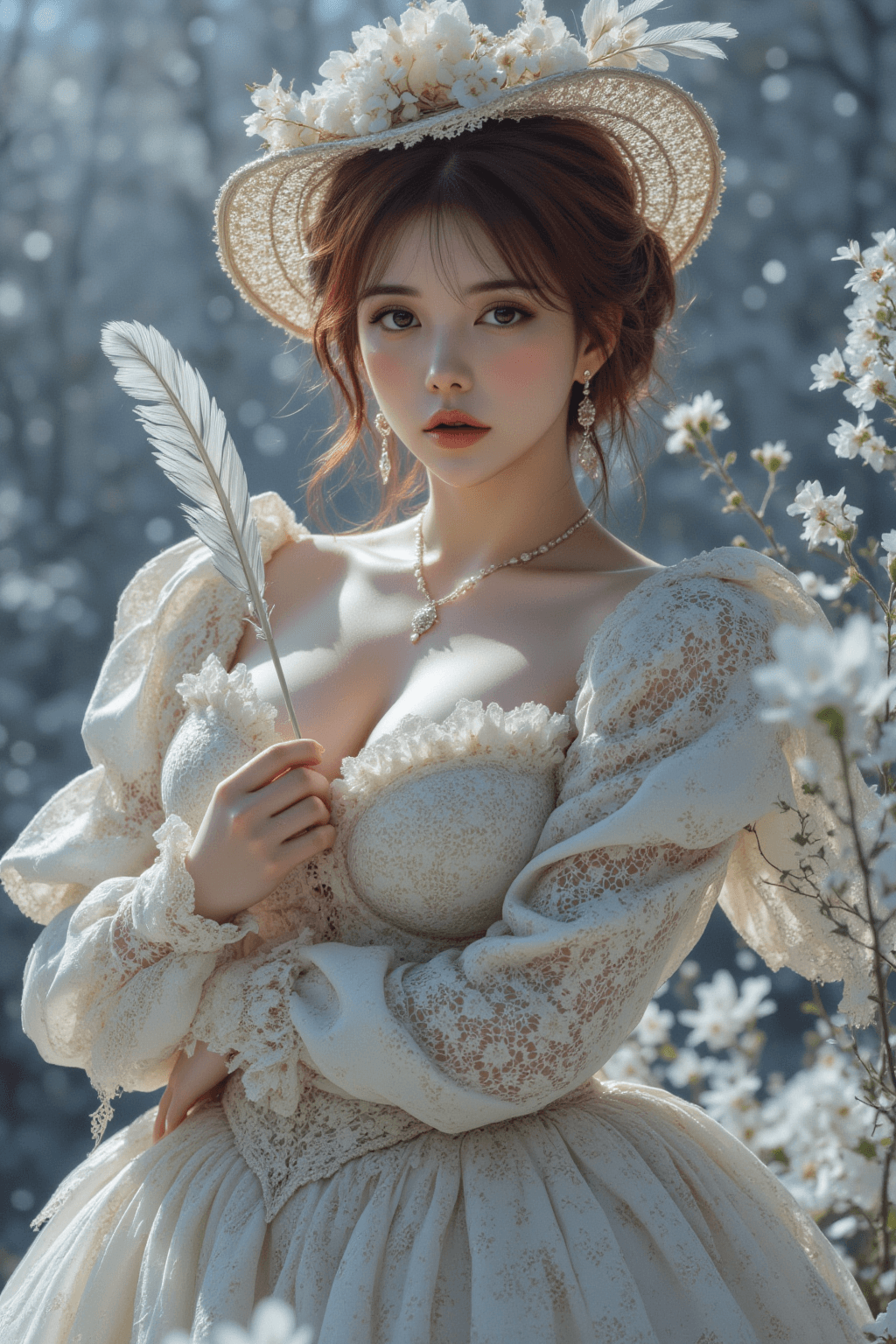 AI generated: A mesmerizing portrait of a confident korean woman, her gaze intense, her eyes rendered with precisi...