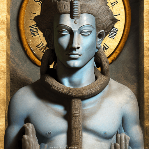 AI generated: High resolution photography of a male deity named Calen, Keeper of Time