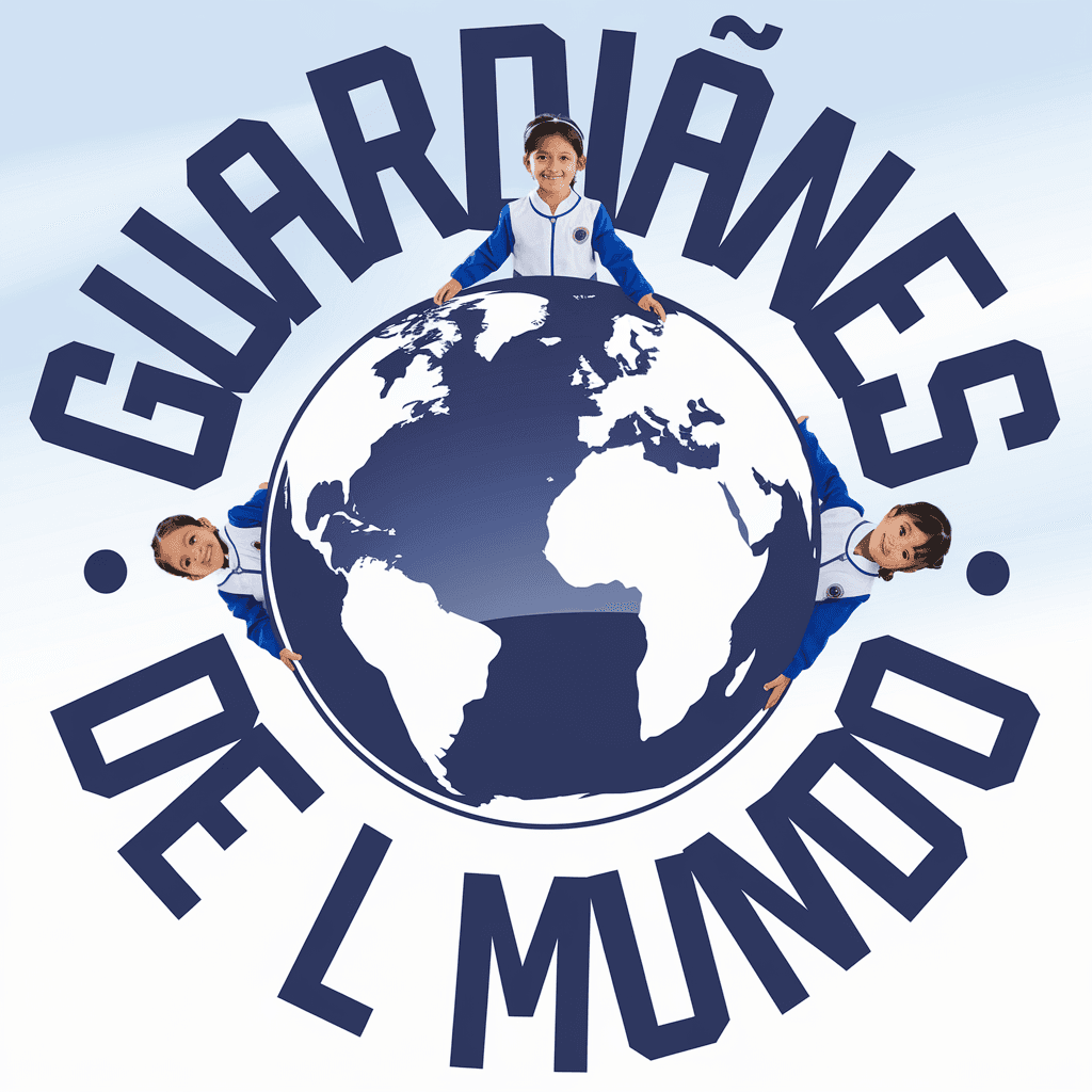 AI generated: Design an anagram logo specifically written "Guardianes de el Mundo." I want the world ball to appea...