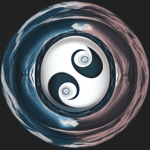 AI generated: Imaginar um conceito visual baseado no yin-yang para representar inteligência artificial (IA) e enge...