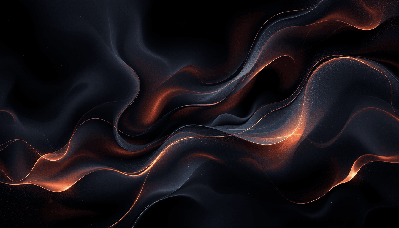 AI generated: A moody, dark-themed design featuring swirling, organic shapes and abstract fluid patterns. The back...
