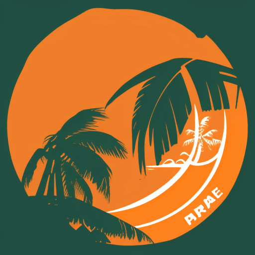 AI generated: Logo, orange, paradise.
