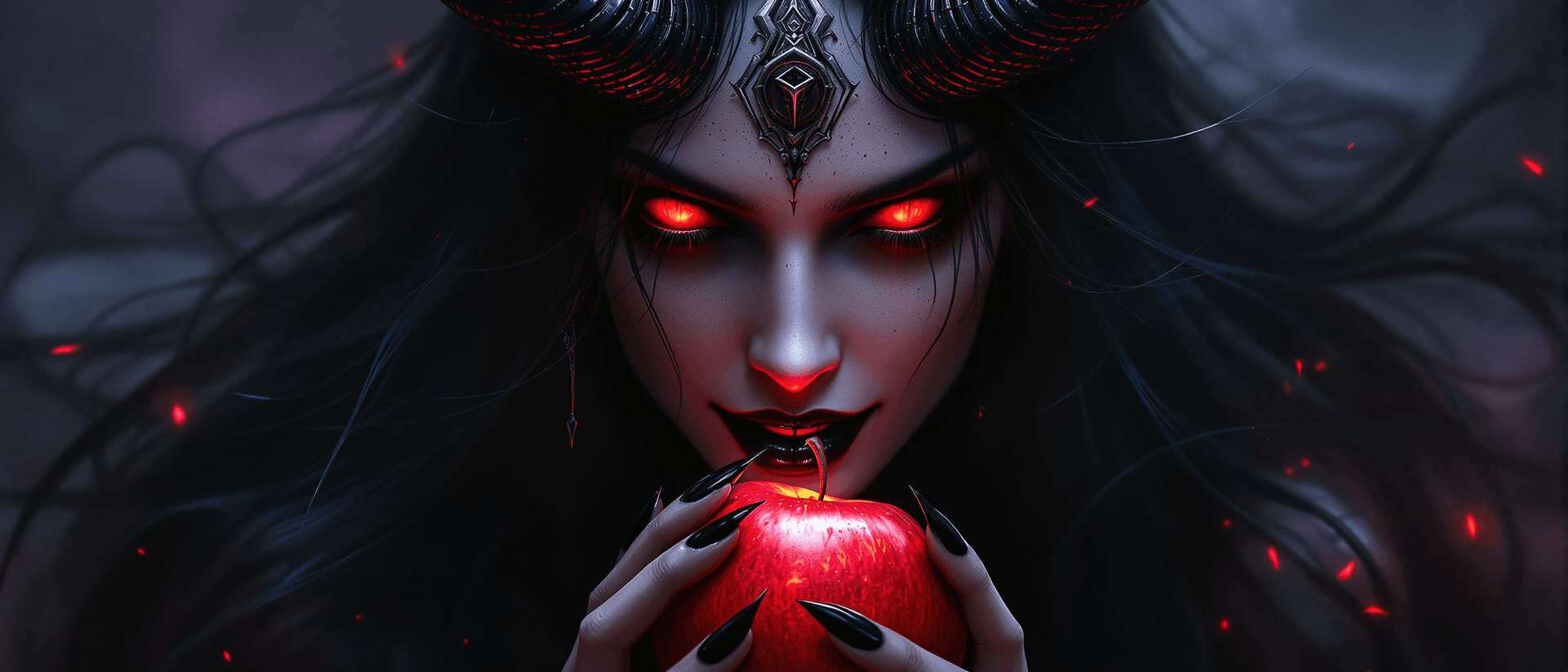 AI generated: MusicAlbum cover art (paining) of the Temptress of darkness - Lilith: A seductive female demon queen...