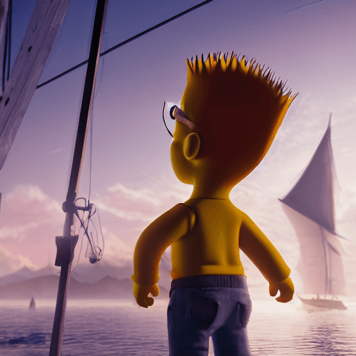 AI generated: human-like bart simpson working in a gas station, 
Photo of a ultra realistic sailing ship, dramatic...