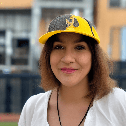 AI generated: A woman wearing a yellow baseball hat
Looking at the camera
