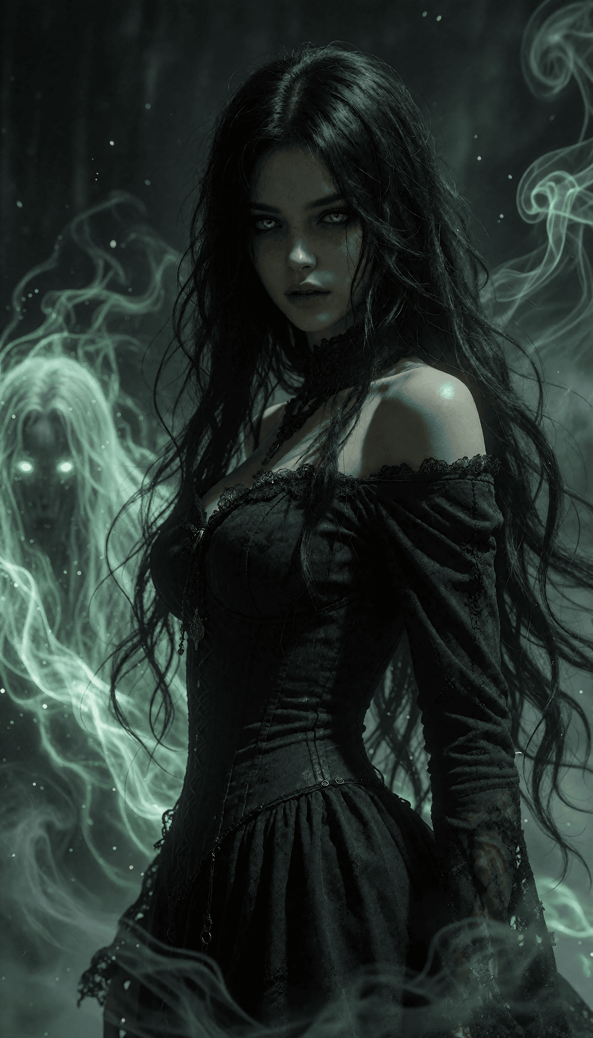 AI generated: A hyperrealistic digital portrait rendered in cinematic photo manipulation style, featuring a black ...