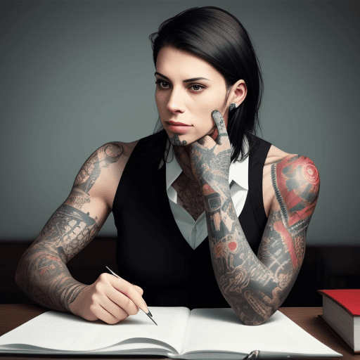 AI generated: 
a lawyer with tattoos

