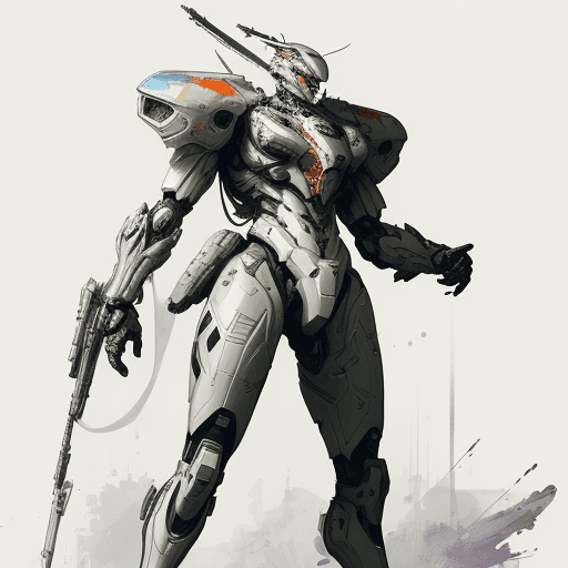 AI generated: Futuristic soldier on mech, NimoxAI, full body armor Kim Jung gi, digital illustration, perfect anat...