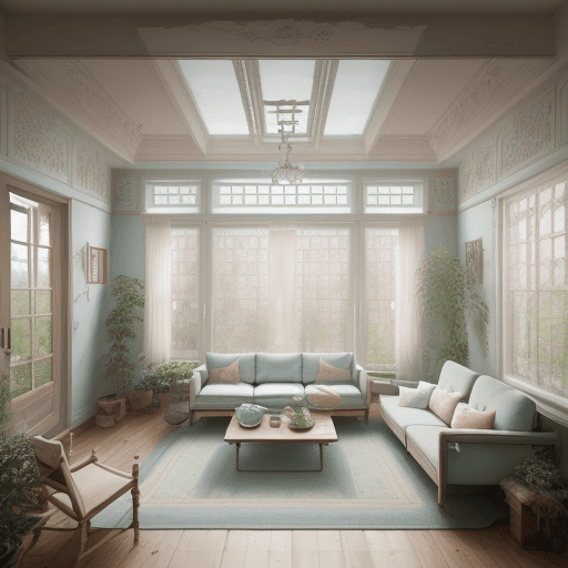 AI generated: High resolution photography interior design, dreamy sunken living room conversation pit, wooden floo...