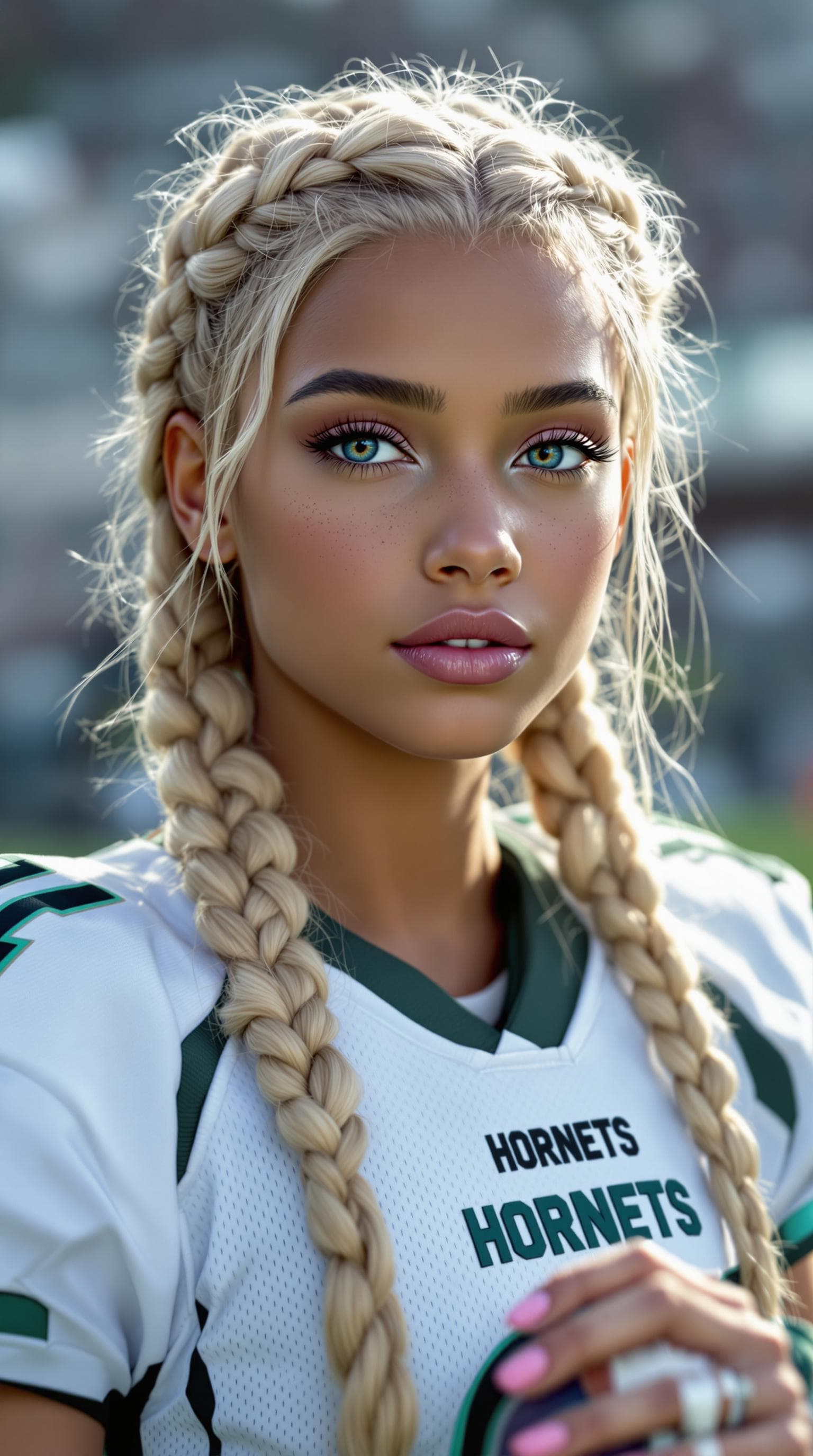 AI generated: a professional photo of a exceptionally beautiful 7th grade girl in the world, in a highly detailed,...