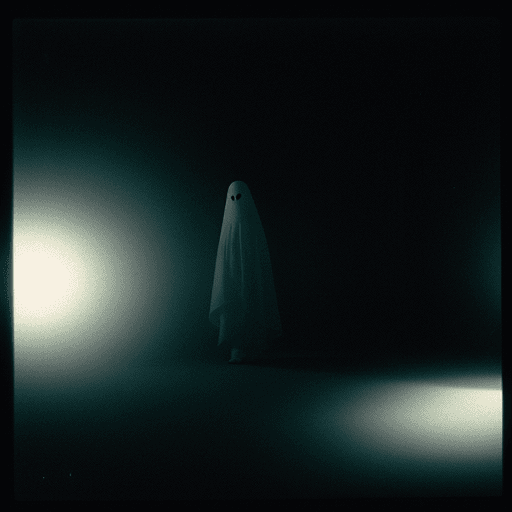 AI generated: (Analog photo),  black sheet 
ghost floating, (cinematic  lighting, high quality, film grain)