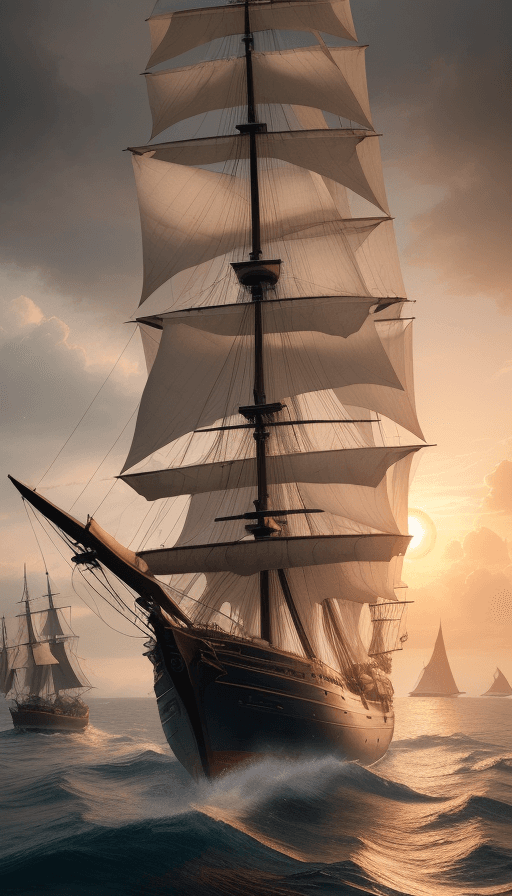 AI generated: Photo of a ultra realistic sailing ship, dramatic light, pale sunrise, cinematic lighting, battered,...