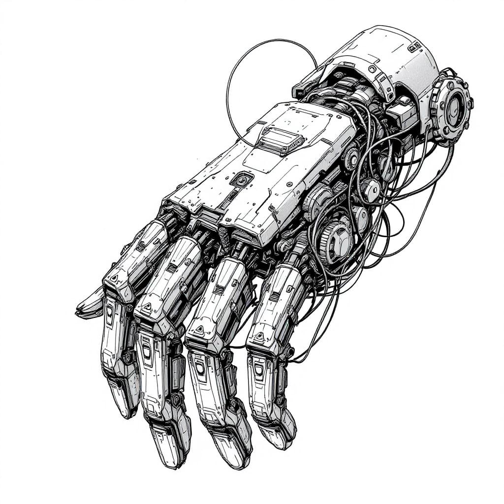 AI generated: An intricate mechanical hand designed with futuristic aesthetics, showcasing detailed robotic joints...