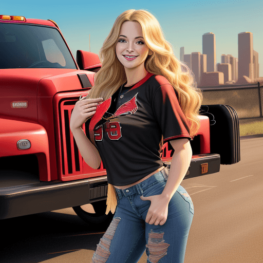 AI generated: Digital art illustration of a blonde woman mid 30’s long wavy hair standing with confidence, she has...