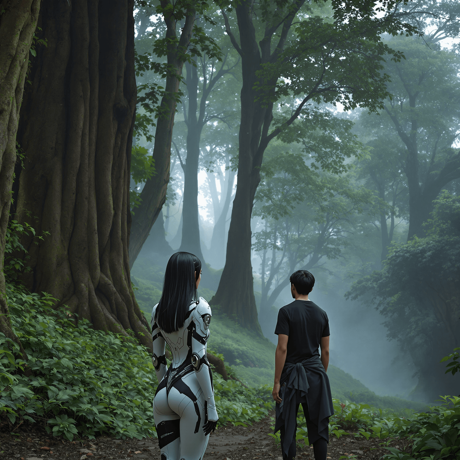 AI generated: The morning mist clings to the towering trees as SekarX and Raka stand at the forest’s entrance. The...