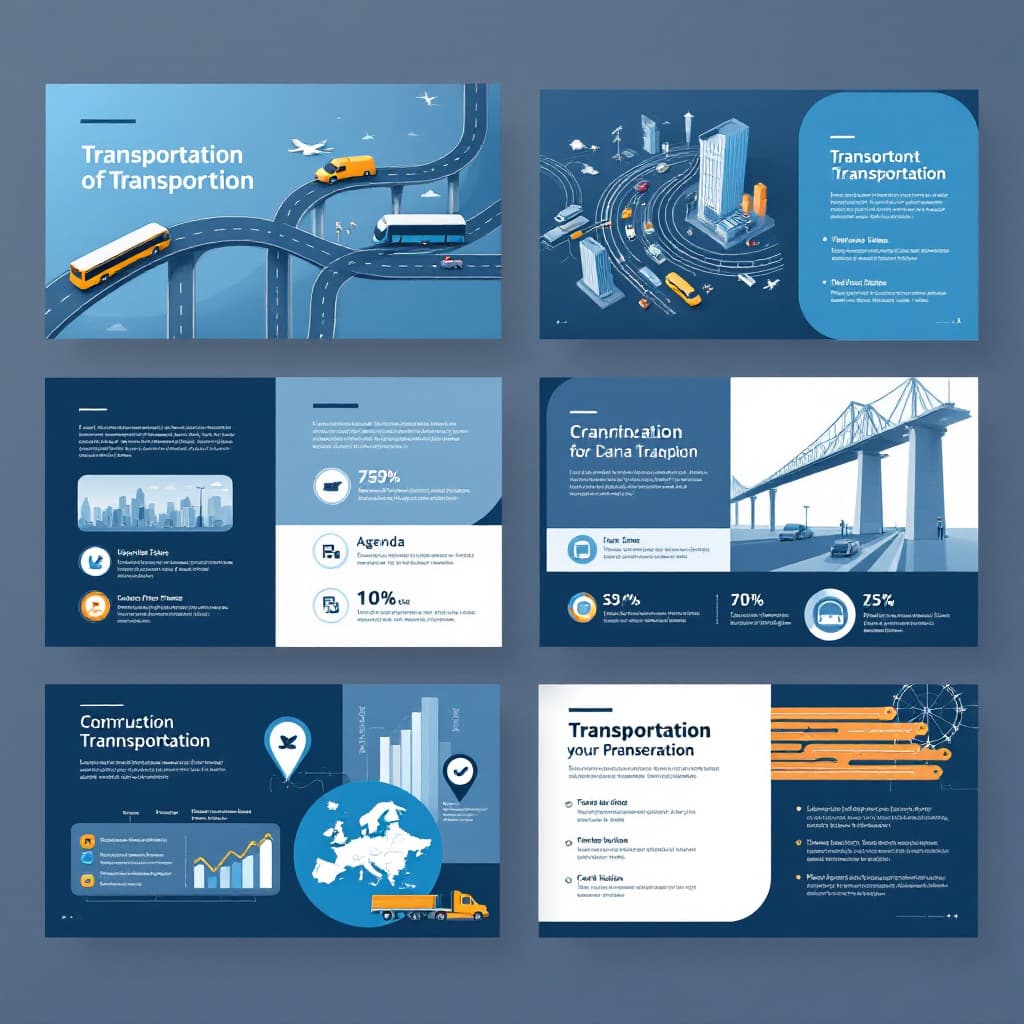 AI generated: "Create a professional and visually engaging PowerPoint template focused on the theme of transportat...